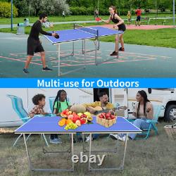 Table de taille moyenne de 6 pieds pour les jeux intérieurs et extérieurs avec filet, 2 raquettes de tennis de table