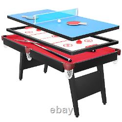 Table de tennis de table 3-en-1 Fiziti 5.5 FT, ensemble de table de billard, table de hockey, bleu
