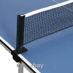 Table de tennis de table ZENY intérieur/extérieur avec filet Table de ping-pong pliable, bleue