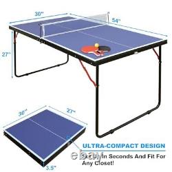 Table de tennis de table de 4,5 pieds avec raquettes de tennis de table, filet, balles, pliable et portable
