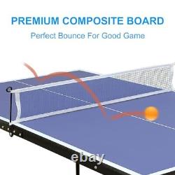 Table de tennis de table de 4,5 pieds avec raquettes de tennis de table, filet, balles, pliable et portable