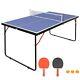 Table De Tennis De Table De 4,5 Pieds Avec Raquettes, Filet, Balles, Pliable Et Portable