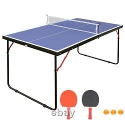 Table de tennis de table de 4,5 pieds avec raquettes, filet, balles, pliable et portable