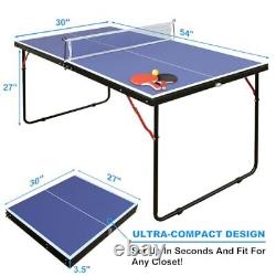 Table de tennis de table de 4,5 pieds avec raquettes, filet, balles, pliable et portable