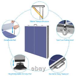 Table de tennis de table de taille moyenne avec cadre en aluminium robuste et pieds de table pour une utilisation intérieure et extérieure.