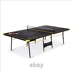 Table de tennis de table de taille officielle MD Sports, avec raquette et balles, noir/jaune