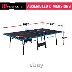 Table de tennis de table de taille officielle pour sports intérieurs et extérieurs avec accessoires complets.