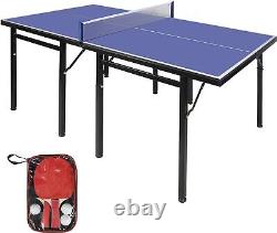 Table de tennis de table intérieur/extérieur pliante de 6 pieds avec filet, 2 raquettes de tennis de table.