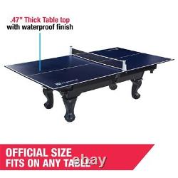 Table de tennis de table intérieure et extérieure avec plateau de conversion, filet rétractable pré-assemblé, bleu.