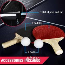 Table de tennis de table officielle pour l'extérieur/intérieur de taille standard avec 2 raquettes et balles incluses.