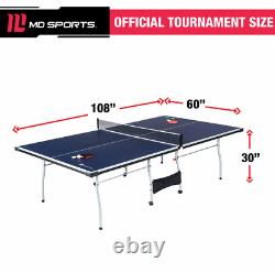 Table de tennis de table officielle pour l'extérieur/intérieur de taille standard avec 2 raquettes et balles incluses.