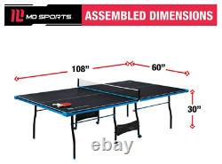 Table de tennis de table pliable MD Sports de taille officielle 15mm avec accessoires.