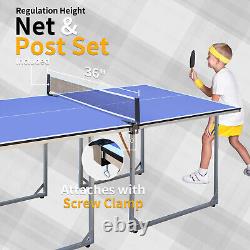 Table de tennis de table pliable de taille moyenne de 6 pieds avec 2 raquettes de tennis de table et 3 balles