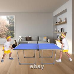 Table de tennis de table pliable de taille moyenne de 6 pieds avec 2 raquettes de tennis de table et 3 balles