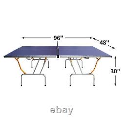 Table de tennis de table pliable de taille moyenne de 8 pieds avec filet, 2 raquettes, 3 balles