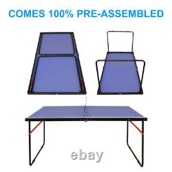 Table de tennis de table pliable et portable de taille moyenne de 54 pouces avec ensemble de filet de ping-pong