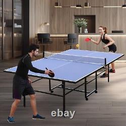 Table de tennis de table pliable et portable de taille moyenne de 9 pieds, ensemble de table de ping-pong