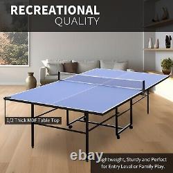 Table de tennis de table pliable et portable de taille moyenne de 9 pieds, ensemble de table de ping-pong