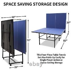 Table de tennis de table pliable et portable de taille moyenne de 9 pieds, ensemble de table de ping-pong