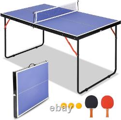 Table de tennis de table pliable portable avec filet et 2 raquettes et 3 balles