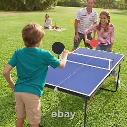 Table de tennis de table pliable portable avec filet et 2 raquettes et 3 balles