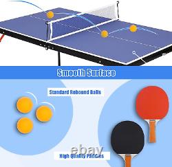 Table de tennis de table pliable portable avec filet et 2 raquettes et 3 balles