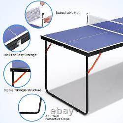 Table de tennis de table pliable portable avec filet et 2 raquettes et 3 balles