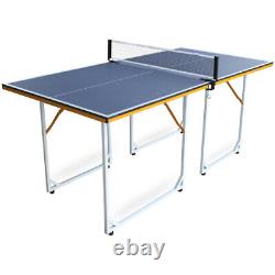 Table de tennis de table pliable portable de taille moyenne de 6 pieds avec 2 raquettes et 3 balles