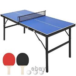 Table de tennis de table pliable, table de tennis de table portable avec 2 raquettes de tennis de table