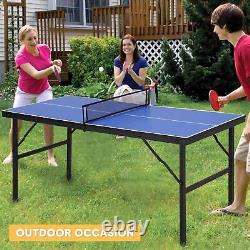 Table de tennis de table pliable, table de tennis de table portable avec 2 raquettes de tennis de table