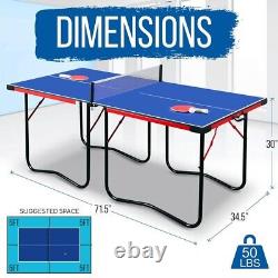 Table de tennis de table pliante SereneLife 2 pièces avec mode de jeu en solo - Bleu