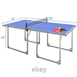 Table de tennis de table pliante et portable de taille moyenne de 6 pieds avec ensemble de table de ping-pong