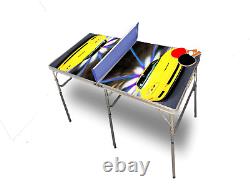 Table de tennis de table pliante portable Yellow Corvette avec accessoires