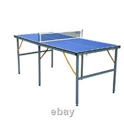 Table de tennis de table pliante portable de 6 pieds - Ensemble de tennis de table ping-pong pour intérieur et extérieur