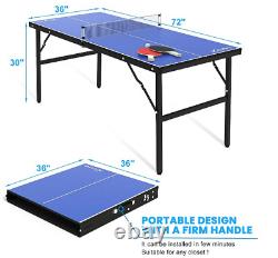 Table de tennis de table portable de taille moyenne avec filet pliable, pour une utilisation intérieure et extérieure.