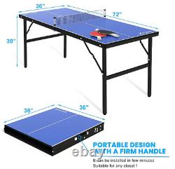 Table de tennis de table portable de taille moyenne avec filet pliable, pour une utilisation intérieure et extérieure.