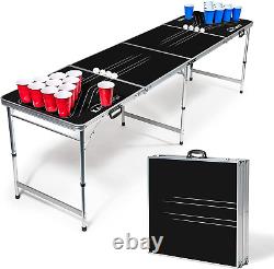 Tables de Pong pour jeux d'alcool pliables et faciles avec gobelets et balles, parfaites pour les fêtes en extérieur