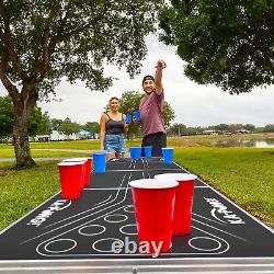 Tables de Pong pour jeux d'alcool pliables et faciles avec gobelets et balles, parfaites pour les fêtes en extérieur