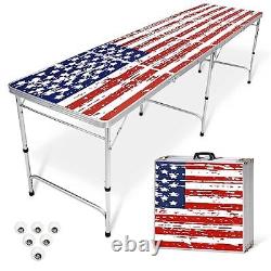 Tables de bière pong / de queue portables GoPong 8 pieds, drapeau américain