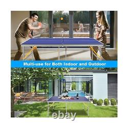 Tables de tennis de table de taille moyenne 6X3ft, intérieur/extérieur, table de ping-pong portable