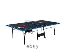 Taille Officielle 15mm 4 Pièces Tennis De Table Intérieure, Accessoires Inclus, Noir/bleu