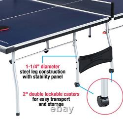 Taille Officielle 9' X 5' Intérieur Pliable Tennis Ping Pong Table Bleu Et Blanc Nouveau
