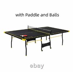 Taille Officielle 9' X 5' Intérieur Pliable Tennis Ping-pong Table Jaune Et Noir