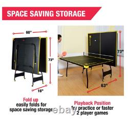 Taille Officielle 9' X 5' Intérieur Pliable Tennis Ping-pong Table Jaune Et Noir