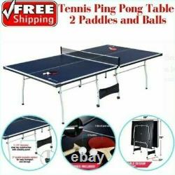 Taille Officielle Intérieur Tennis Ping Pong Table 2 Paddles Balles Pliables Et Roulettes