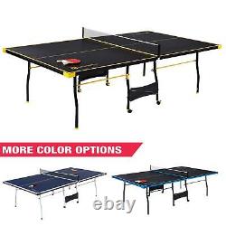 Taille Officielle Intérieur Tennis Ping Pong Table 2 Paddles Et Boules Inclus Noir
