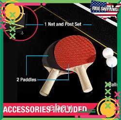 Taille Officielle Tennis Intérieur Ping-pong Pliable Table Paddles Balles Set Jaune