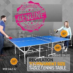 Tennis De Table Ping Pong Taille Officielle Intérieur Pliable Net & Posts Set Bleu