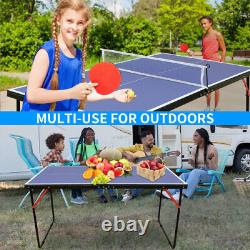 Tennis de table de taille moyenne pliable portable avec ensemble de table de ping-pong avec filet et 2 raquettes