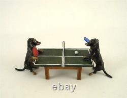 Vienne Bronze Dachshund Jouer Table Tennis Ping Pong Bermann Brass Autriche Chien